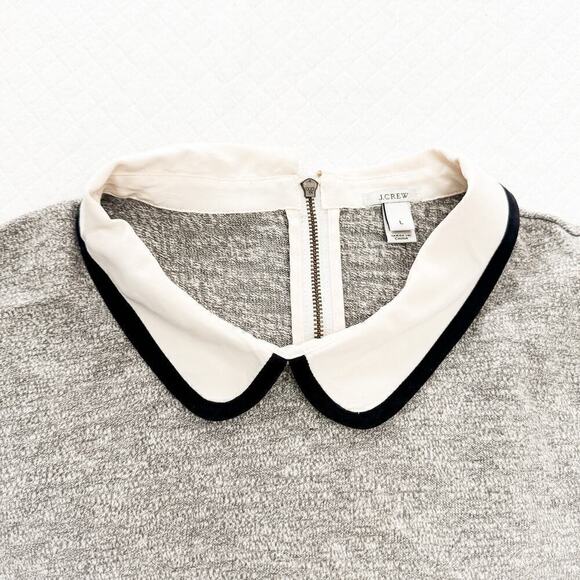 J. Crew Heather Grey Sweater Cream Collar Top Size L - Picture 2 of 5
